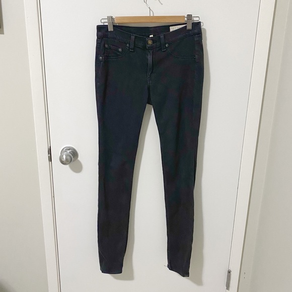Rag & Bone Mid Rise Soft Twill Jeggings, Washed Black Size 27 - Picture 2 of 14